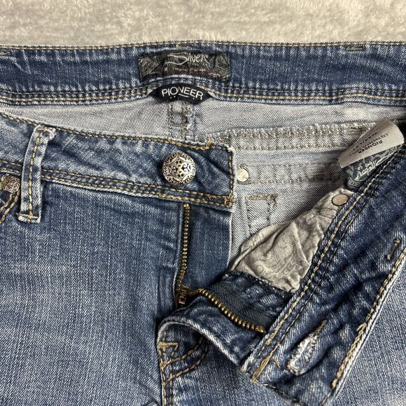 Silver Pioner Womens Jeans 34/31 Medium Wash Y2K Bootcut Low Rise - Picture 10 of 16